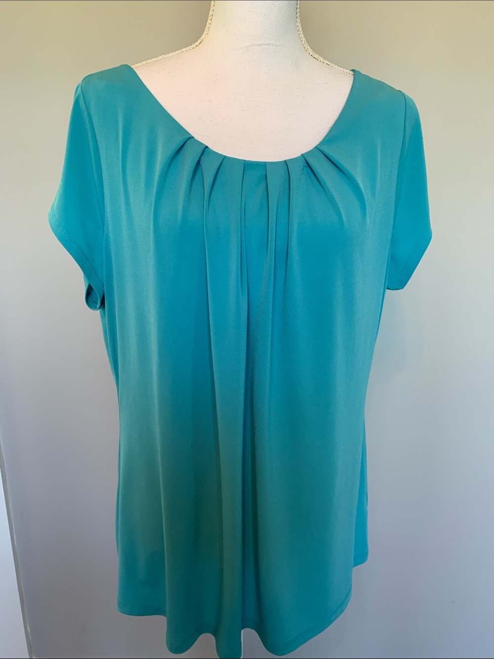Worthington Teal Scoop Neck Pleated Blouse  size 1X woman
